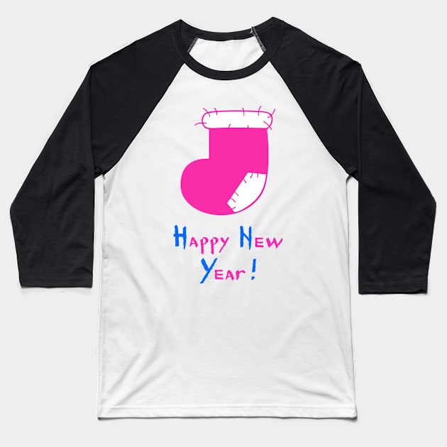 Pink Felt Christmas Stocking. Happy New Year! Baseball T-Shirt by ArchiTania